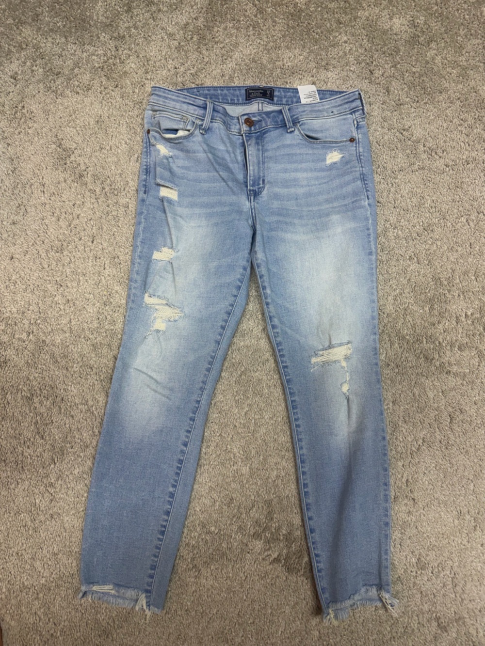 Abercrombie & Fitch Light Blue Distressed Skinny Jeans